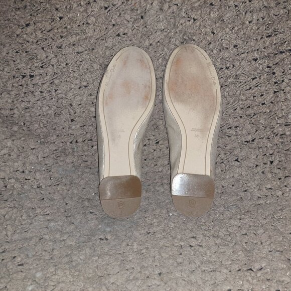 MASSIMO DUTTI-Gold Metallic Brushed Leather Ballet Flats-Sz 38-Excellent - Picture 8 of 8
